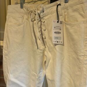 Zara Off-White Lace-Up Flare Jeans